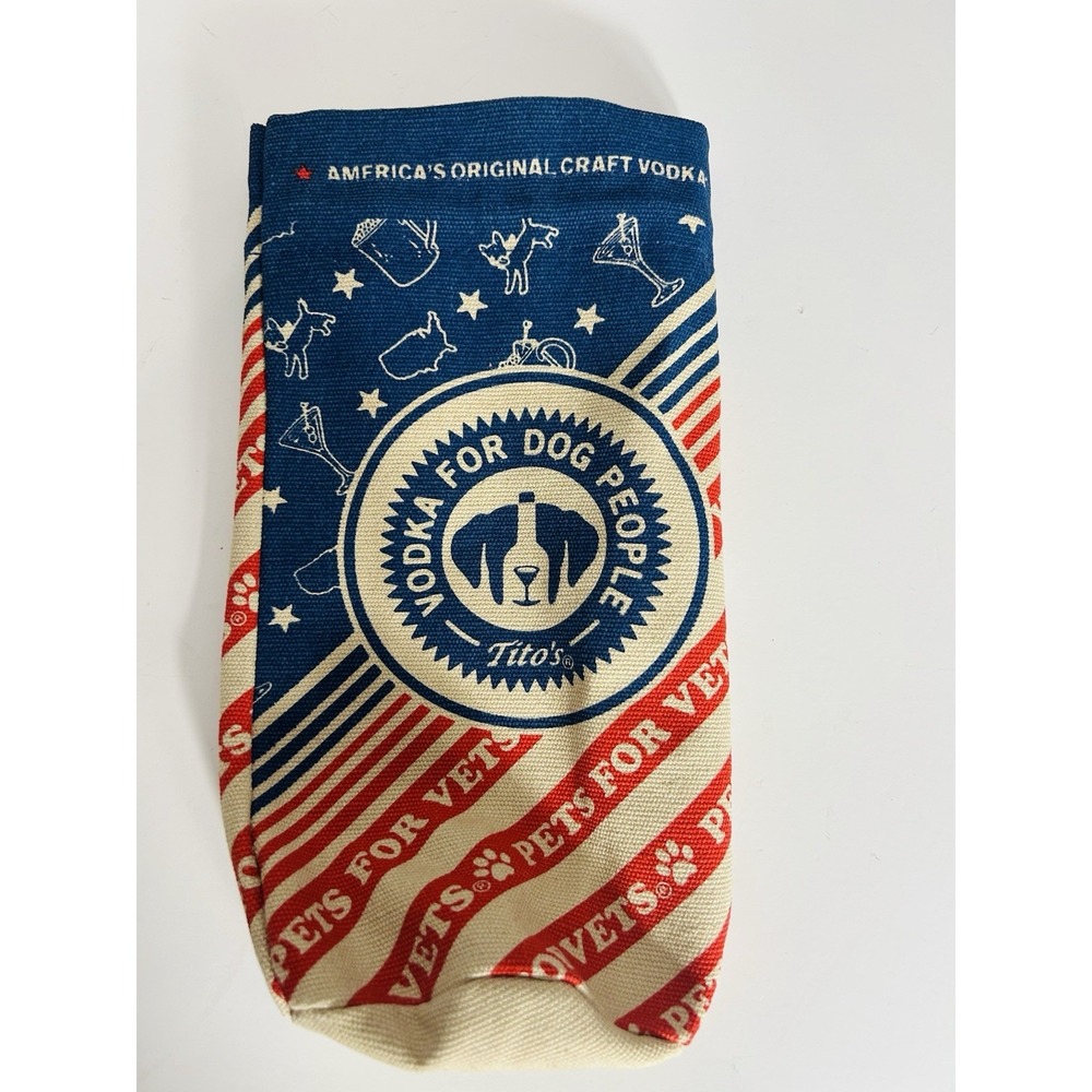 Titos‎ Vodka Canvas Bottle Bag Pets For Vets Dog People Drawstring Austin Texas
